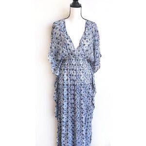 Anthropologie X Rujuta Sheth Blue Kaftan Dress Coverup